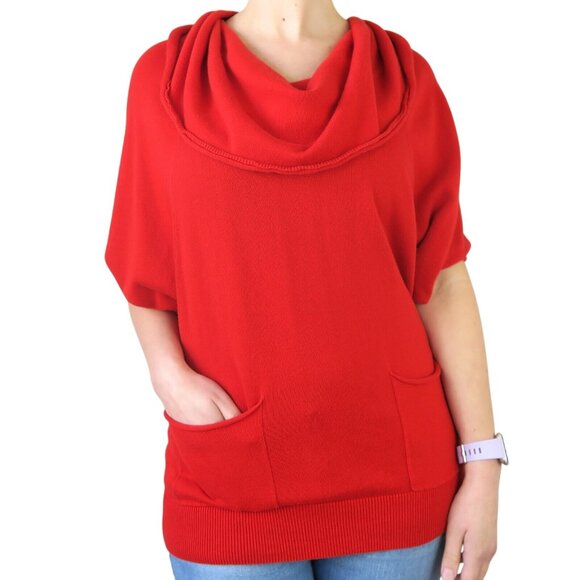 Vince Camuto Red Cowl Neck Sweater – Dolman Sleeves, Pockets, Women’s M - Picture 3 of 7
